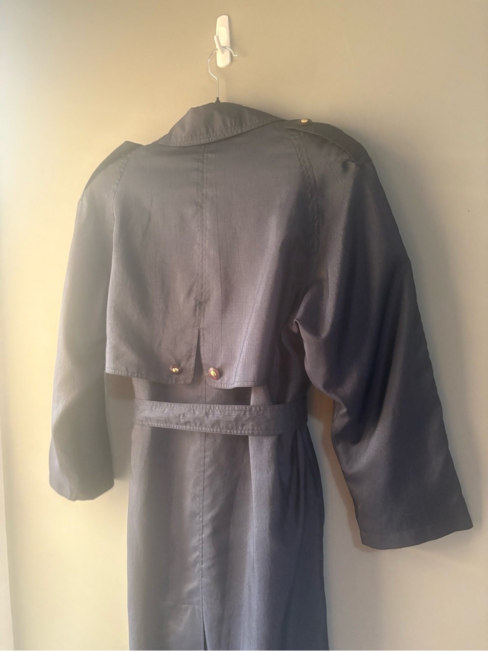 CLEO PETITES Navy Blue Belted Trench Coat | Size 6 Petite - Picture 9 of 9
